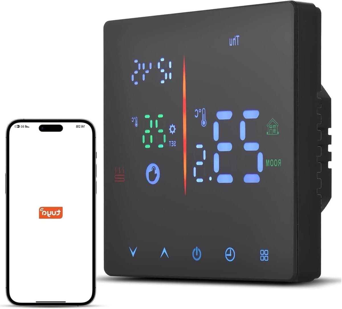 Slimme Thermostaat - Temperatuurregelaar - Energie Besparen - App Bediening - 8.3 x 8.3 cm - Zwart — afbeelding 1