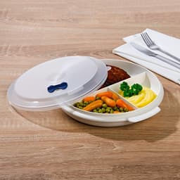 QUOVO® Magnetron Bord - Magnetron Bakjes met Deksel - Magnetron Bord met Deksel - Wit - 21cm x 21cm x 4cm — thumbnail 2