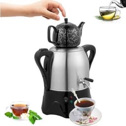 Elektrische Turkse Theemaker, 3L Roestvrijstalen Theepot & 1L Keramische Theepot, Waterkoker Met Twee Lagen En Warmhoudfunctie Voor Turkse Thee, Koffie En Gearomatiseerde Thee. — thumbnail 1