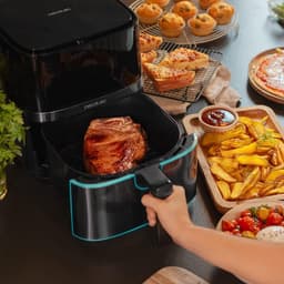 Heteluchtfriteuse - Airfryer - Gezond Koken - PerfectCook Technologie - 55 L Inhoud - Zwart Roestvrij Staal — thumbnail 2