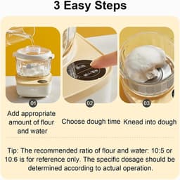 Deegmixer - Kneedmachine Keuken - Zelf Deeg Maken - Zuignap Basis Stabiliteit - 2 liter inhoud - Wit — thumbnail 5
