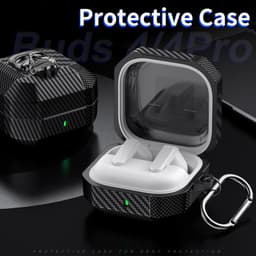 Telestore - Hoesje geschikte voor Samsung Galaxy Buds4 / Buds 4 Pro - TPU carbon zwart hoesje Beschermhoes - Shockproof Buds 4 cover hoesje - Geschikt voorGalaxy Buds4 / Buds4 Pro - zwart schedel skelet - carbon TPU cover — thumbnail 3