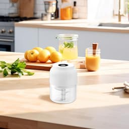 Mini Keukenmachine - Knoflookhakker Hakmolen - Voedselbereiding - Draadloos Oplaadbaar - 300ml - Wit — thumbnail 3
