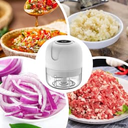 Mini Hakmolen - Keukenmachine - Ingrediënten Snijden - Draadloos USB Oplaadbaar - 250 ml - Wit — thumbnail 5