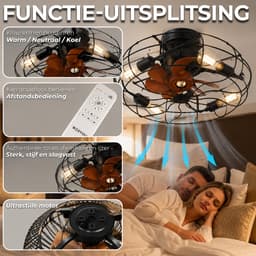 WERYOU® illuminAIR Plafondventilator - Plafonniere - Plafondventilator met Afstandsbediening - Plafondlamp - Plafond ventilator met Verlichting - Ventilator lamp — thumbnail 3