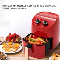 Airfryer, Kleine Airfryer, Airfryer met minder olie, 1200W Airfryer Oven Pizza Cooker, Bakmand met antiaanbaklaag, Bescherming tegen oververhitting, Timer+Temperatuurregeling Airfr — thumbnail 3