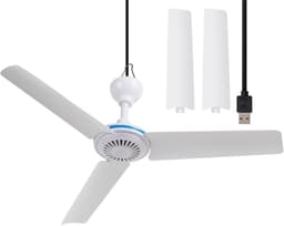 Plafondventilator - Draagbare Plafondventilator - Stille Ventilator - USB Aangedreven - met 3 Afneembare Ventilatorbladen - Wit — thumbnail 2