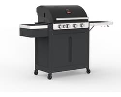 Barbecook Stella 4311 - Gas BBQ barbecue - 4 branders - Met infrarood zijbrander - Met zijtafel - Incl. plancha plaat