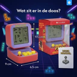 Retro Spelcomputer Blokkenspel - 26 Spelletjes - Speelgoed Voor in de Auto - Mini Arcade Game Console voor Kinderen - Puzzel Speelgoed - Reisspelletjes Kinderen - Cadeau voor Jongens en Meisjes - Vakantie - 6+ Jaar - Paars en Geel - Silvergear — thumbnail 3