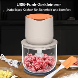 Deze groentesnijder, snoerloze elektrische keukenmachine en miniblender wordt geleverd met een glazen kom van 600 ml en kan worden gebruikt voor het verwerken van vlees, groenten, uien, knoflook, fruit en noten. — thumbnail 4