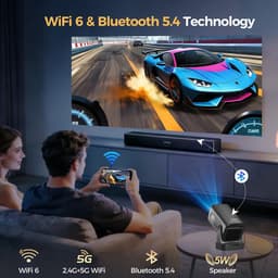 Mini Beamer 4K Ondersteuning – Native 1080P Projector met Android TV, Autofocus & Keystone, WiFi 6 & Bluetooth 5.4, Draagbaar met 180° Rotatie en Speaker — thumbnail 4