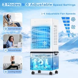 Mobiele Airconditioner - Mobiele Aircooler - Stil & Draagbaar - Luchtkoeler met Grote 10L Watertank - Klimaatbeheersing - Timer & Afstandsbediening - Compacte Aircooler voor Thuis, Woonkamer, Slaapkamer & Kantoor - Wit — thumbnail 5