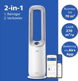 Philips 7000 Series Air Performer 2-in-1 Luchtreiniger en Ventilator - CADR 270m3/u - Ruimtes tot 70m2 - 3 laags HEPA Filtratie - Air+ app - Wit - AMF765/10 — thumbnail 2