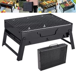 IBBO® - Opvouwbare BBQ -Draagbare opvouwbare grill met rooster -Portable Vouw Barbecue - Festival BBQ - Camping - Tafel - Zomer - Rechthoekig - 40 x 27 x 20cm - Zwart — thumbnail 1