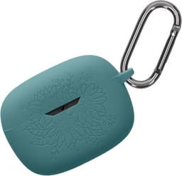 kwmobile case voor draadloze oordopjes geschikt voor JBL Wave Beam / Beam 2 / Wave 200TWS hoes - Siliconen beschermhoes - Gestanst patroon design in blauwgroen — thumbnail 1