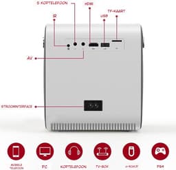 Elementkey BEAM2® - Mini LCD Projector - 3000 Lumen - Bluetooth - 6W Speakers - Home Cinema Beamer - Draagbaar - Wit — thumbnail 5
