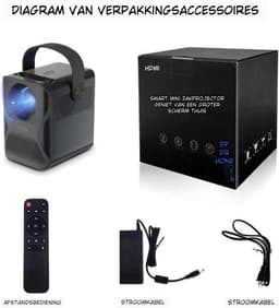 ELEMENTKEY BEAM LITE + Gyro Air Mouse – WiFi Full HD Projector - Mini Beamer – Geschikt voor Netflix 2K / 4K - Home Cinema – Android Systeem – 100 ANSI Lumen- 3000:1 Contrast Ratio - 55W - Airplay / DLNA - Zwart — thumbnail 4