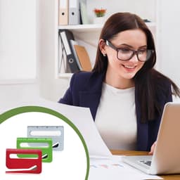 3-in-1 briefopener met liniaal en vergrootglas in rood, blauw en wit, ideaal voor efficiënt openen van post, snijden van papier en nauwkeurig meten — thumbnail 2