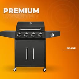 BBQ 5 in 1 - Barbecue op gas - Zwart - Thermostaat - Olievanger accessoires - Gasgrill met zijbrander — thumbnail 3