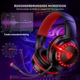 StayPowered Gaming Headset - Ultiem Geluid & Comfort - Noise Cancelling Microfoon - Surround Sound - Multi-platform Compatibel - Plug & Play - Ergonomisch Design - LED Verlichting - Zwart/Rood - Levering Sneller dan Aangegeven! — thumbnail 4
