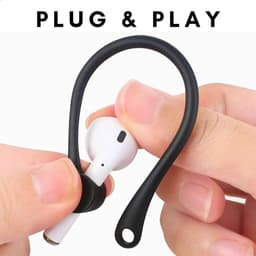 Ainy - Oorhaken zwart geschikt voor Apple Airpods 1 / 2 / 3 / 4 / Pro 1 & Pro 2 of andere oortjes draadloos / bluetooth oordopjes | Haakjes met veilige Pasvorm I Siliconen Eartips I Ergonomisch en Anti-Lost Ontwerp — thumbnail 5