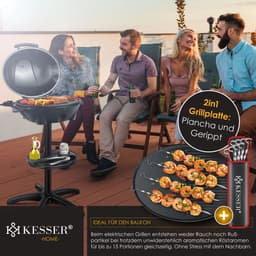 KESSER® elektrische grill 2in1 tafelgrill - staande grill met deksel en standaard | maximaal 2400 watt thermometer | Anti — thumbnail 3