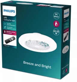 Philips Amigo Ventilator - Energiezuinige LED verlichting - Plafondlamp - Instelbare kleurtemperatuur - 48,5 cm diameter -Afstandsbediening - Wit met glinstereffect — thumbnail 2