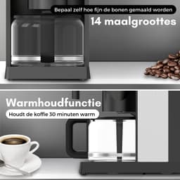 COOK-IT Koffiemachine met Bonen en Filterkoffie - Coffee Machine - Koffiezetapparaat met Display en Timer — thumbnail 4