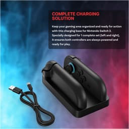 Oplaadstation voor Nintendo Switch 2 van MMOBIEL – Compacte Laadbasis voor 2 Joy-Con Controllers (Links + Rechts) met LED Laadstatus – USB naar Type-C Kabel – Accessoires Opbergmogelijkheid voor NS2 — thumbnail 4