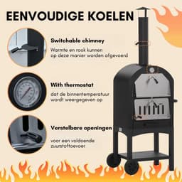 Thuys – Pizza Oven Buiten – Pellet Pizza Oven – Houtgestookte – 54 x 161 x 161cm – Zwart — thumbnail 4