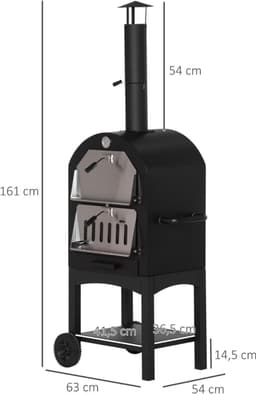 Thuys – Pizza Oven Buiten – Pellet Pizza Oven – Houtgestookte – 54 x 161 x 161cm – Zwart — thumbnail 2