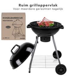Cheqo® Barbecue - BBQ - Verrijdbare Kogelbarbecue - Houtskool BBQ met Deksel - Verplaatsbaar met Wielen - Inclusief EBOOK — thumbnail 3