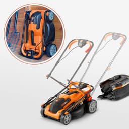 Accugrasmaaier - Elektrische Grasmaaiers - Gazontrimmer - Grastrimmer - met Mulchmaat 32L - Maaibreedte 34cm - Maaihoogte op 6 Niveaus - 2 x 4000 mAh Lithium-ion Accu - Oplader - 24V - Zwart&Oranje — thumbnail 4
