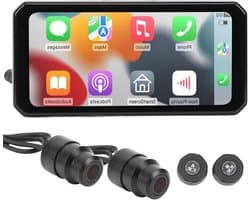 6.25 Inch Screen Front Rear Motorcycle DVR | 1440P Dual Camera Dashcam | IP67 Waterproof | Car GPS | Wireless CarPlay | 256GB TF Card