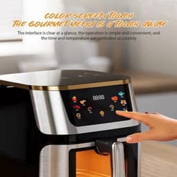Heteluchtfriteuse – Airfryer - Airfryer Oven - 12L - 2000W - Touch Display - Airfryer Zonder Olie - Kijkvenster - RVS - Hoge Temperatuur - Zwart — thumbnail 3