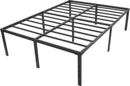 Bedframe, 189 x 135 x 45,72 cm, metalen bed, 45,72 cm hoog, grote opbergruimte onder het bed, bedframe met lattenbodem van metaal, zwart bedframe, tweepersoonsbed — thumbnail 1