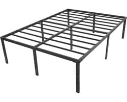 Bedframe, 189 x 135 x 45,72 cm, metalen bed, 45,72 cm hoog, grote opbergruimte onder het bed, bedframe met lattenbodem van metaal, zwart bedframe, tweepersoonsbed