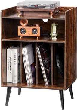 VEVOR Platenspelerstandaard Vinylopslag 3-Laags 150 Albums Hout — thumbnail 1
