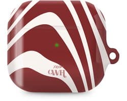 xoxo Wildhearts hoesje geschikt voor AirPods 5 - Boogie Wonderland Red - Ook als telefoonhoesje verkrijgbaar - schokbestendige case - koptelefoonhoes - Beschermhoes met met golvende print - golven - rood
