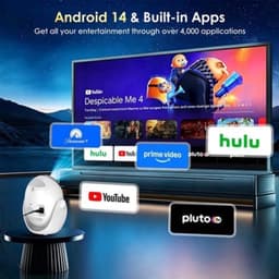 Mini Beamer Wit - Ingebouwde Apps - 4K Ondersteuning - LED Display - HDMI USB Wi-Fi Bluetooth - Voor Thuisbioscoop — thumbnail 3