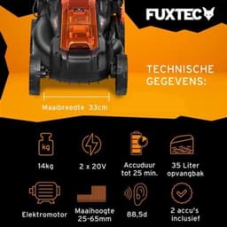 Accu Grasmaaier - 40V Accu - 33 cm Maaibreedte - Lithium-ion Batterij - Zwart - Voor Kleine Tuinen — thumbnail 5
