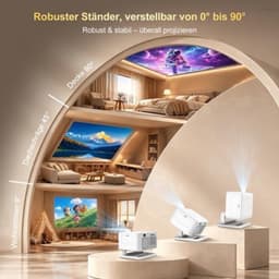 Mini Beamer 1920 x 1080 LED - WiFi 6 Android 14 Smart Projector - Draagbaar Lichtgewicht - HDMI USB Bluetooth - Voor Gaming Onderwijs Thuisbioscoop Zakelijk — thumbnail 3