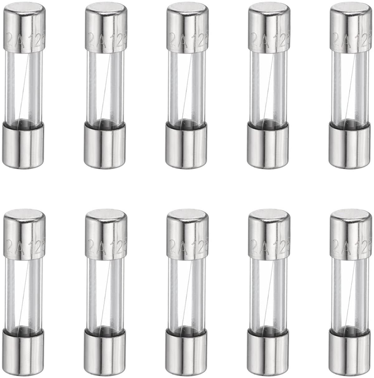 10 stuks zekeringen, 2 A, 125 volt, snelglaszekering, F2AL250 V, 5 x 20 mm, snelzekeringen voor kerstverlichting, elektrische systemen, magnetron, tv-ventilator, verlichting, oven — afbeelding 1