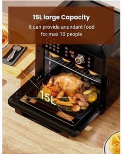 Airfryer oven - Hetelucht Friteuse - Air Fryer - 15L - Grote Inhoud - 12-in-1 - 1700W - App Bediening - 360° Luchtcirculatie - Touch Screen - Turbo Functie — thumbnail 3