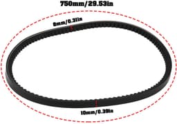 Aandrijfriem Getand L750xB10xD8mm - Compatibel met QUALCAST XSZ46B - Benzine Grasmaaier - Rekbestendig - Oliebestendig - Schokabsorberend - Grasmaaier Riem — thumbnail 3