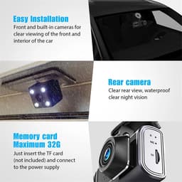 1080P High Definition Dash Camera, Drieweg, Grote Groothoek, Binnen en Buiten Auto-opname met Beeld in Beeld, Eenvoudige Installatie, Multinationale Taalondersteuning — thumbnail 5