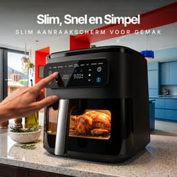 airfryer met stoomfunctie - Heteluchtfriteuse - Zwarte kleur - Digitale Air Fryer - 8,8L - 1700W - Meer Kookfuncties - Kijkvenster - 360° Heteluchttechnologie - Touchscreen - Vaatwasmachinebestendige Onderdelen — thumbnail 2