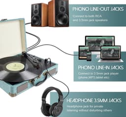 DIGITNOW Platenspeler - Ingebouwde Speakers - Auto-stop - Retro - Vintage - Bluetooth — thumbnail 3