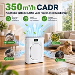 Lapamax Luchtreiniger met HEPAfilter H13 voor Huisdieren-Huisdiermodus-CADR 295 m³/u - Grote Luchtinlaat&Dubbelzijdige Filtratie -3-Laags Filtersysteem,Koolstoffilter & Wasbaar Voorfilter -25 dB Slaapstand-voor Woonkamer en Slaapkamer — thumbnail 5