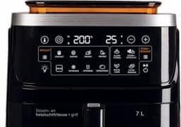 Airfryer met Stoomfunctie - 7 Liter - 1700 W - 10 Kookprogramma’s - Grillfunctie - Touchscreen - Kijkvenster - Zelfreiniging - Zwart — thumbnail 3